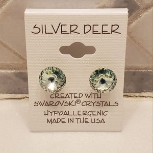 Silver Deer Peridot Crystal Studs